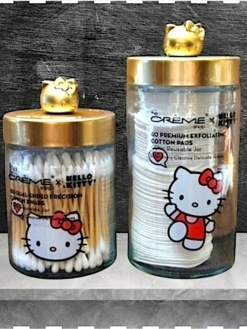 Hello Kitty Reusable Cotton Pads & Swabs Jar Set